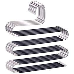 KYCPTNFJ Five S-Type Layers Trouser Hanger Hangers Space-Saving Clothes Pants Non-Slip Closet Organizer for Scarf Jeans Clothes Towels