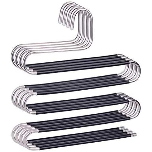 KYCPTNFJ Five S-Type Layers Trouser Hanger Hangers Space-Saving Clothes Pants Non-Slip Closet Organizer for Scarf Jeans Clothes Towels