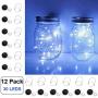 Lighope Solar Mason Jar Lid Lights, 12 Pack 30 Led String Firefly Jar Lids Lights,12 Hangers Included(Jars Not Included), Energy Efficient, Best for Patio Garden, Yard and Lawn Decor (Cold White)