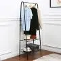 Homebi Garment Rack Metal Clothing Rack Coat Organizer Laundry Closet Storage Entrway Shelving Unit with Hanger and 2-Tier Durable Shelf for Shoes Clothes Storage in Black, 23.6”Wx13.19”Dx63”H
