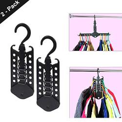 Space Saving Hnagers,【2 Pack】Multi-Functional Magic Hangers 12 in 1 Telescopic Foldable Household Hook, Suit Hangers Closet Organizer for Clothes Belts (Black)