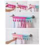 Yansanido Pack 2Bathroom Folding Clothes Hanger Drying Hanger 6 Clips Drip-dry Airing-out (2pcs Rose Red)