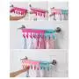 Yansanido Pack 2Bathroom Folding Clothes Hanger Drying Hanger 6 Clips Drip-dry Airing-out (2pcs Rose Red)