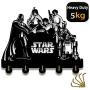Star Wars Wall Door Hooks 20LB(Max) Quality Black Wood Made -Light in Weight-Easy to Install -Five Metal Hooks (Star 2)