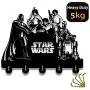 Star Wars Wall Door Hooks 20LB(Max) Quality Black Wood Made -Light in Weight-Easy to Install -Five Metal Hooks (Star 2)
