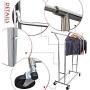 Cypress Shop Rolling Double Clothing Rail Rack Bar Commercial Grade Steel Garment Laundry Clothes Hanger Holder Adjustable Hanging Indoor Outdoor Coat Hanging Dryer Drying Cart Home Furniture