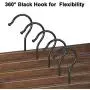 TOPIA HANGER Wooden Pants Skirt Slacks Bottoms Hangers 10 Pack with Metal Anti-Wrinkle Clips, Premium Retro Finish with 360°Black Hooks- CT03A