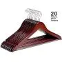 RoyalHanger Wood Hangers 20-Pack, Suit Hangers Coat Hanger Wooden Hangers for Pants Skirt Coat Trouser, Non-Slip, Walnut Finish
