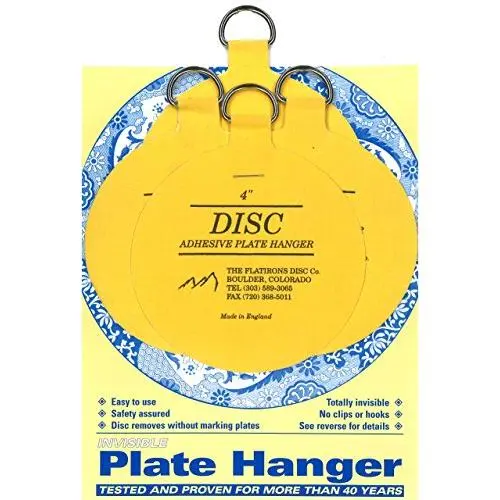 Flatirons Disc Adhesive Large Plate Hanger Set (4-4 Inch Hangers)