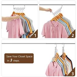 AMKUFO 20 Pack Space Saving Hangers Magic Hangers Metal Clothes Hangers Organizer Cascading Hangers Gain 80% More Space