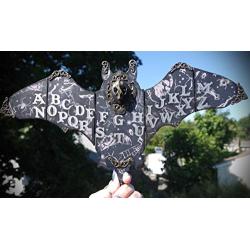 Black and Gray Ouija Spirit Board Resin Bat Skull Hand Made Wooden Bat Home Decor Wall Plaque Hanger