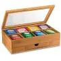 Bambusi Bamboo Tea Storage Boxes - Natural Wood Tea Chest Organizer with Small Drawer | Great Christmas Gift Idea