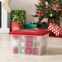 IRIS 37 Quart Holiday Storage Boxes with Ornament Dividers, 4 Pack, Red