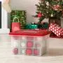 IRIS 37 Quart Holiday Storage Boxes with Ornament Dividers, 4 Pack, Red