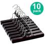 HOUSE DAY Wooden Pants Hangers 10 Pack Non Slip Wood Skirt Hangers Wood Jeans/Slack Hanger with 360° Swivel Hook - Pants Clip Hangers for Skirts, Slacks - Clamp Hangers