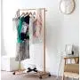 Cxjff Floor Standing Coat Rack Stable Hooks Shoes Shelf Wheels Movable Cloth Hat Hanger, 3 Sizes (Color : Natural, Size : 60x38x145cm)