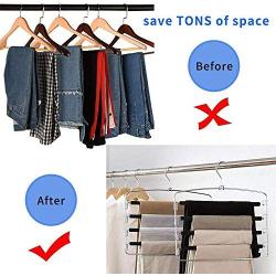 Fubosi Clothes Pants Hangers 2-Pack, Multi Layers Swing Arm Metal Slack Hangers Organizer with Foam Padded for Closet Jeans Trousers Scarves