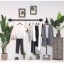 OROPY Industrial Pipe Clothes Rack, Heavy Duty Detachable Wall Mounted Black Iron Garment Bar, Multi-Purpose Hanging Rod for Closet Storage, 38.4" Length, Black (Two Base)