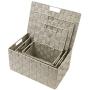 Sorbus Storage Boxes Woven Basket Bin Container Tote Cube Organizer Set Stackable Storage Basket Woven Strap Shelf Organizer Built-in Carry Handles (Beige)