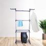 MIZGI 3 Tier Rolling Clothes Drying Rack Clothes Garment Rack Laundry Rack with Foldable Wings Shape Indoor/Outdoor Standing Rack Stainless Steel Hanging Rods - Gray & Electroplate (Gray) MIZGI 3 Tier Rolling Clothes Drying Rack Clothes Garment Rack Laundry Rack with Foldable Wings Shape Indoor/Outdoor Standing Rack Stainless Steel Hanging Rods - Gray & Electroplate (Gray)