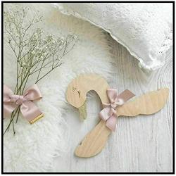 DNJKSA 2Pcs 26cm/ swan Wooden Hanger Cute Bow-tie Baby Clothes Hanger