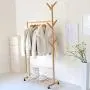 Tree racks and coat racks, Living room hangers, Bamboo floor clothes racks bedroom mobile storage rack-D