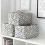 Fabric Storage Baskets 3-Pack Rectangle Storage Basket Dog Toy Baskets for Organizing with Handles for Shelves,Organizing Closet Basket,Nursery Basket,Clothes, Playroom and Office (Gray&yellow)