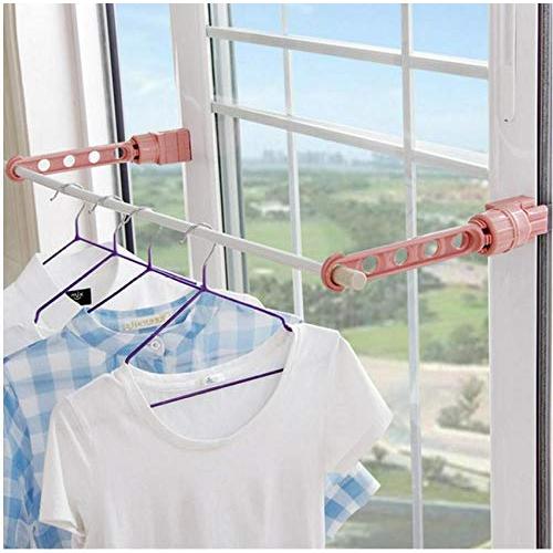 5pcs 5-Hole Plastic Adjustable Window Clothes Hanger Indoor and Balcony Storage Hook Space Saver Bra Underwear Panties Drying Rack Random Color