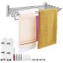Mai Hongda Accordion Wall Mounted Drying Rack Stainless Steel Clothes Retractable Folding Accordian Wall Hanger Hanging Towel Holder 60lb Capacity for Laundry Bathroom No Drilling (17-32inch Variable)