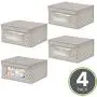 mDesign Soft Stackable Fabric Closet Storage Organizer Holder Boxes - Clear Window, Attached Lid, for Child/Kids Room, Nursery - Chevron Zig-Zag Print - Small, 4 Pack - Taupe/Natural mDesign Soft Stackable Fabric Closet Storage Organizer Holder Boxes - Clear Window, Attached Lid, for Child/Kids Room, Nursery - Chevron Zig-Zag Print - Small, 4 Pack - Taupe/Natural
