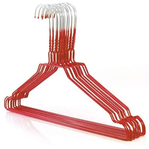 HANGERWORLD 100 Red Coating 16inch Metal Wire 13 Gauge Pants Bar Coat Clothes Garment Hangers HANGERWORLD 100 Red Coating 16inch Metal Wire 13 Gauge Pants Bar Coat Clothes Garment Hangers