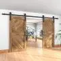 WINSOON 5-18FT Sliding Barn Wood Door Hardware Cabinet Closet Kit Antique Style for Double Doors Black Surface (7.5FT /90" 2 Doors Track Kit) WINSOON 5-18FT Sliding Barn Wood Door Hardware Cabinet Closet Kit Antique Style for Double Doors Black Surface (7.5FT /90" 2 Doors Track Kit)