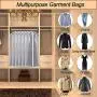UOUEHRA Moth Proof Garment Bag 40 inch Lightweight Clear White PEVA Breathable Suit Bags (Set of 6) with Study Full Zipper for Suit Clothes Storage Closet