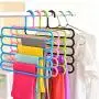 JINBEST Multi-Purpose Clothes Hanger Plastic 5 Layers Pants Trousers Hanger No Slip Storage Hanging Rack Closet Hangers (Green)