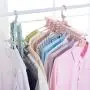 Rishx Foldable 8 in 1 Multifunctional Clothes Hanger Portable 360 Degree Rotating Wardrobe Organizer Rack Space Saving Closet Organizer Hanger for T-Shirt Sweater Dress Pants (Color : Pink)