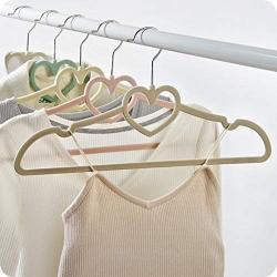 PeiQiH Home Velvet Clothes Hangers 5 Pack, Not-Slip Notched 360掳 Swivel Hook Ultra Thin Space Saving Standard Hangers for Coats Suit Pants-Beige 42x21cm