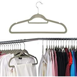 Oguine 50 Pack Beige Velvet Hangers, Non Slip Velvet Suit Dress Shirt Hangers,Space Saving Clothes Hangers