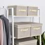 GRANNY SAYS Closet Organizer Bins with Lid, Storage Basket for Shelves, Closet Bins with Handle, Home and Office Boxes Organizer, Beige, Large, 3-Pack