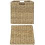 Made Terra 12x12 Inch Seagrass Wicker Storage Cube Basket Bin, Foldable Closet Organizer Shelf Cabinet Bookcase Boxes Containers (2 Pack)