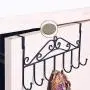 Hook Rail Coat Rack Hook, Wrought Iron Door Hook Rack Wall Mount Frame Nail-Free Door Back Hanger Clothes Hook Storage Rack, 42X23cm Hook (Color : Black)