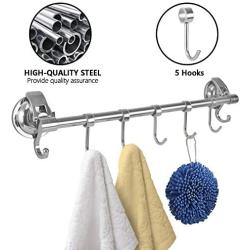 Suction Cup Towel Bar Self-Adhesive Rail Holder Shower Utensil Hook Wall Mounted for Bathroom Kitchen