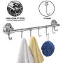 Suction Cup Towel Bar Self-Adhesive Rail Holder Shower Utensil Hook Wall Mounted for Bathroom Kitchen