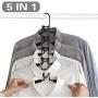 Hangers Space Saver, 5 in 1 Anti-Slip Clothes Rack, Multilayer Metal Magic Clothes Hanger with EVA Sponge Hangers for Closet Space Saving Detachable Hanger for Suit Coat Jacket Sweater Skirt Shirt Pan