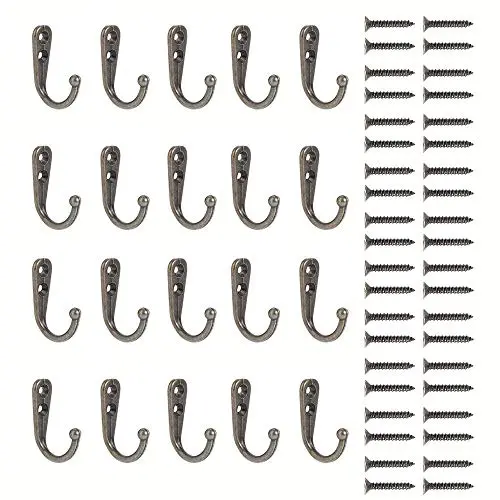 20 Pack Heavy Duty Dual Coat Hooks Wall Mounted with 44 Screws Retro Double Hooks Utility Black Hooks for Coat, Scarf, Bag, Towel, Key, Cap, Cup, Hat … 20 Pack Heavy Duty Dual Coat Hooks Wall Mounted with 44 Screws Retro Double Hooks Utility Black Hooks for Coat, Scarf, Bag, Towel, Key, Cap, Cup, Hat …