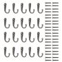 20 Pack Heavy Duty Dual Coat Hooks Wall Mounted with 44 Screws Retro Double Hooks Utility Black Hooks for Coat, Scarf, Bag, Towel, Key, Cap, Cup, Hat …