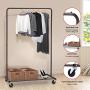 Simple Trending Clothes Garment Rack, Clothing Rolling Rack with Mesh Storage Shelf on Wheels, Bronze