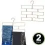 mDesign Modern Metal Closet Rod Hanging Accessory Storage Organizer Rack for Scarves, Ties, Yoga Pants, Leggings, Tank Tops - Snag Free, Geometric Design, 8 Sections, 2 Pack - Soft Brass