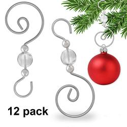 Beaded Christmas Tree Hooks Ornament Hangers Swirled Acrylic Crystal Decoration Pack of 12