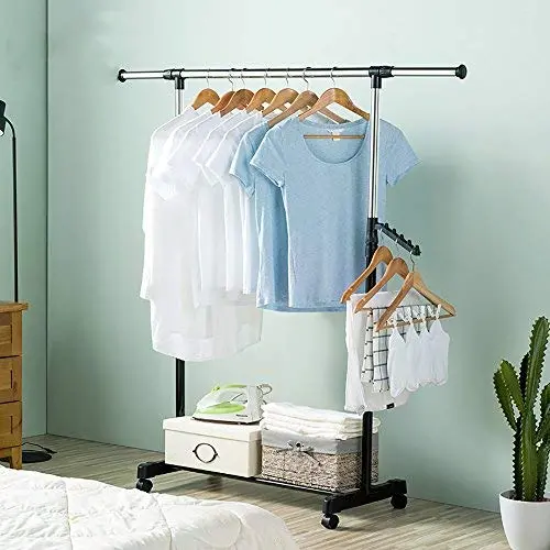 LJHA yimaojia Simple Floorstanding Coat Rack/Horizontal Bar Clothes Rack/Stainless Steel/Adjustable/Indoor Clothes Hangers Coat Hangers (Color : A-Black) LJHA yimaojia Simple Floorstanding Coat Rack/Horizontal Bar Clothes Rack/Stainless Steel/Adjustable/Indoor Clothes Hangers Coat Hangers (Color : A-Black)
