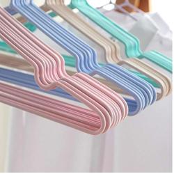 10pcs Stainless Steel Clothes Hanger Non-Slip Space Saving Clothes Hangers with Hook Closet Organizer Drying Racks Random Color